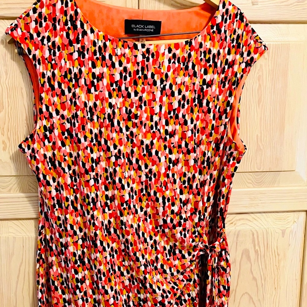 Evan-Picone Black Label Ruched Wrap Midi Dress Women’s Size 16 Sleeveless